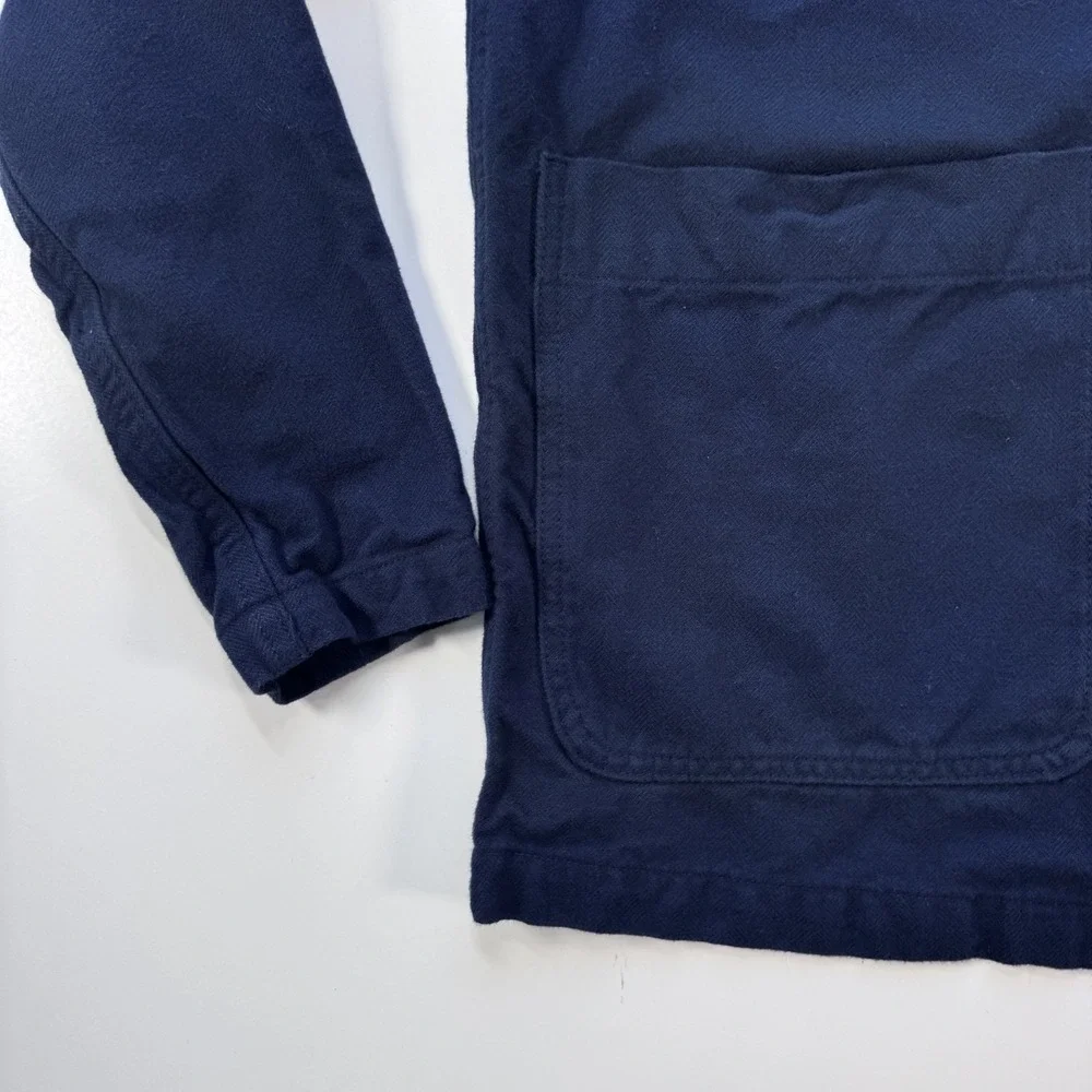 TOPMAN Lightweight Cotton Utility Chore Jacket Mens Small Blue Herringbone